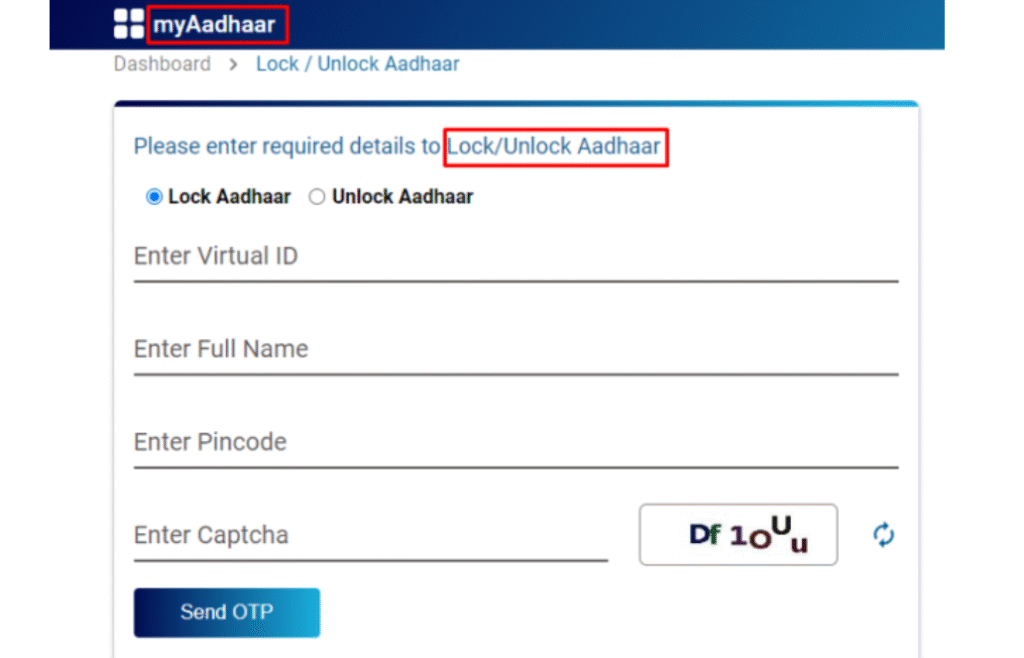 Lock Unlock Aadhaar Biometrics
